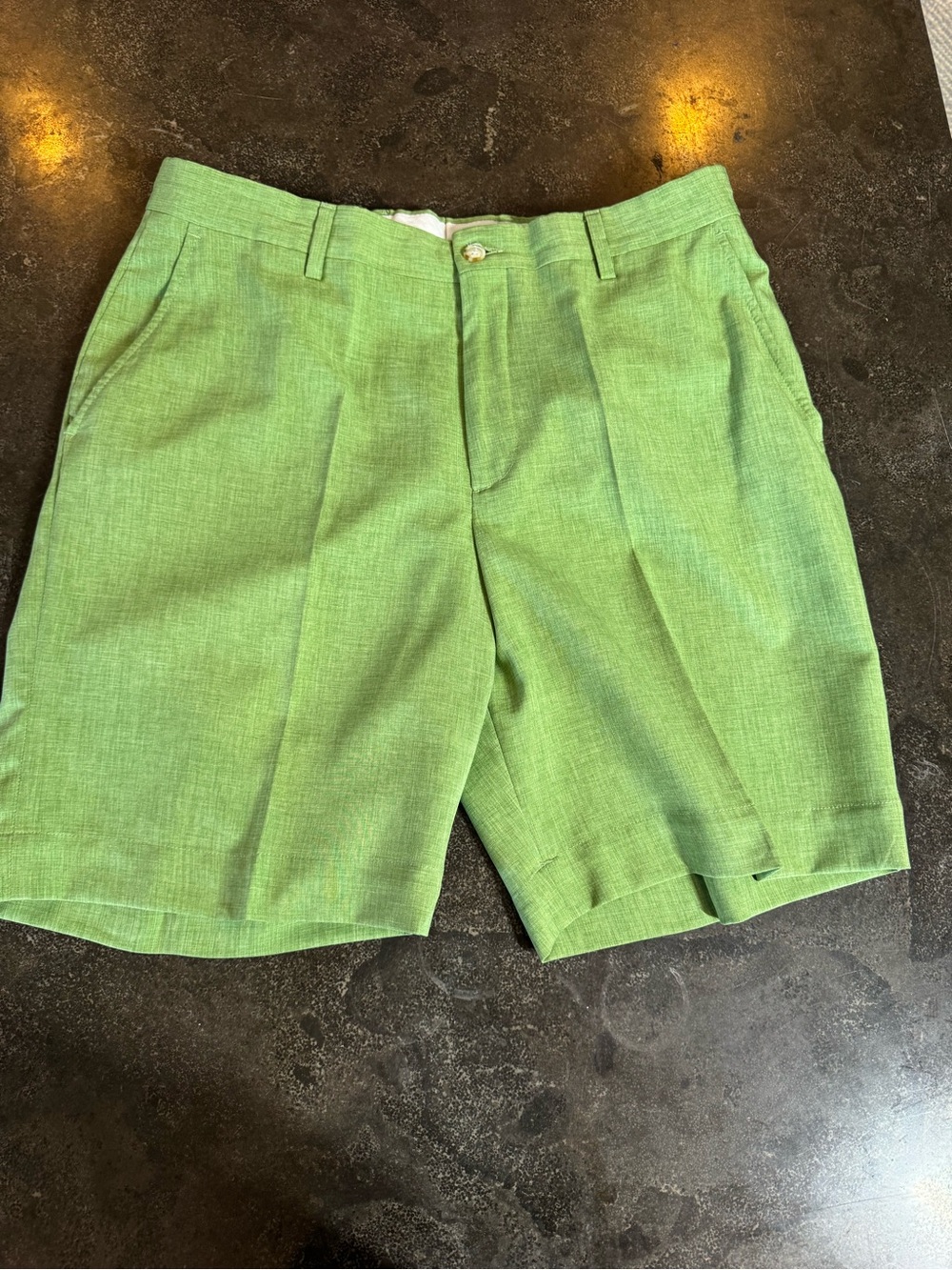 Tom James Lightweight Green Flat-Front Dress Shorts Men’s SZ 34